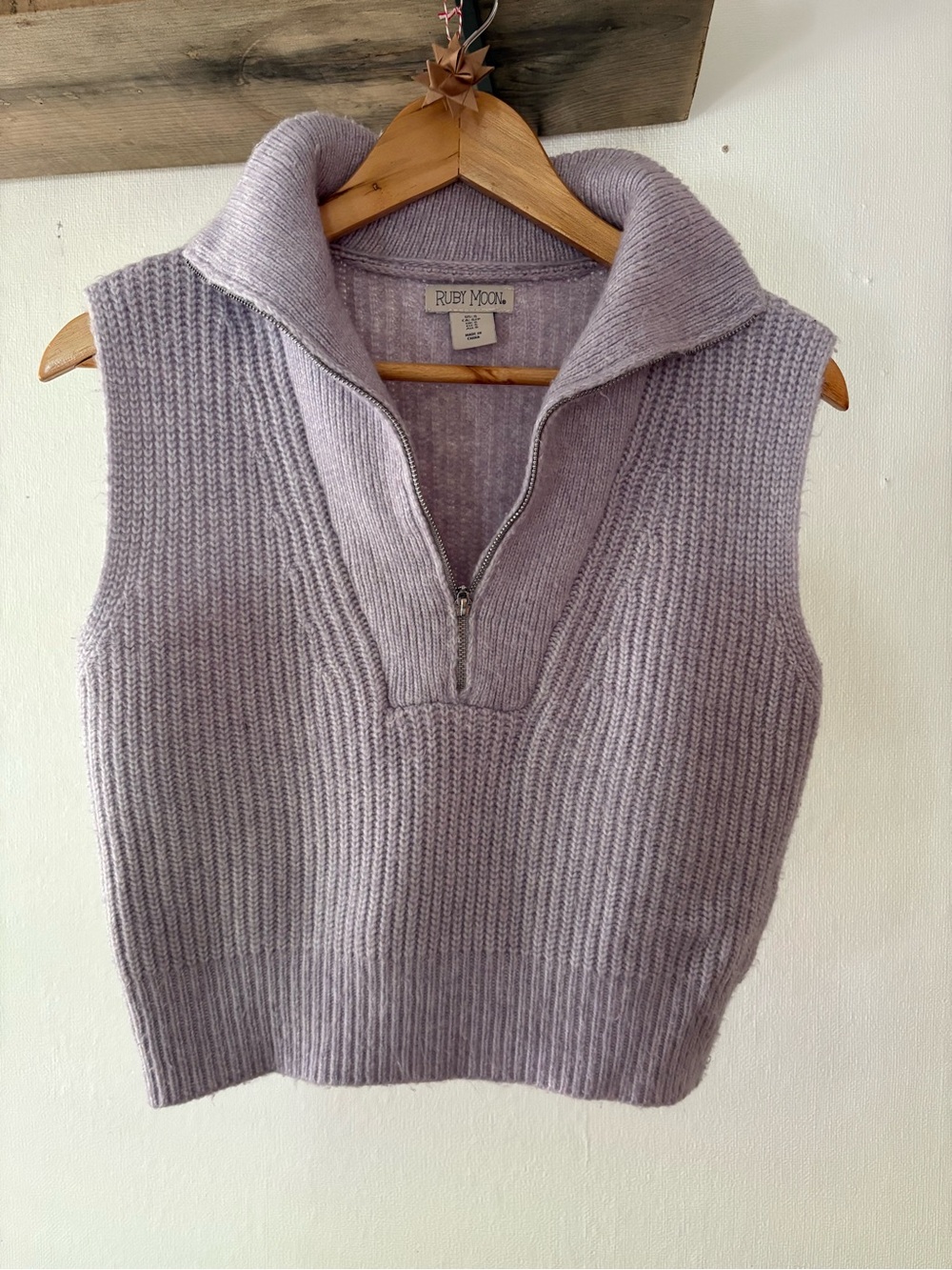 ruby moon Lavender Zip-Neck Knit Sweater Vest
